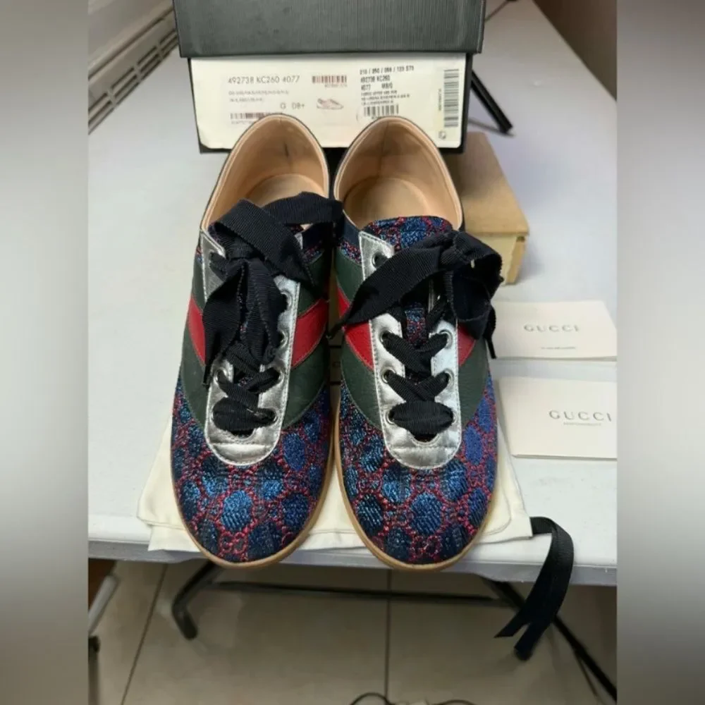 GUCCI Falacer Lurex Low-Top Sneakers Sz 8.5